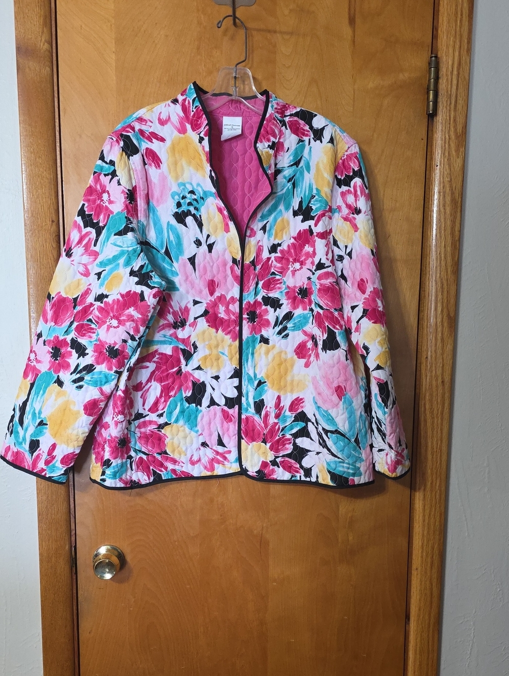 Alfred Dunner Pink Multi Floral Quilted Lightweight Jacket